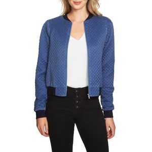1.STATE Blue Quilted Bomber Jacket